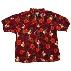 Big Dogs Vintage Hawaiian Shirt Mens 3X Vacation Shirt Girls in Martini Glasses